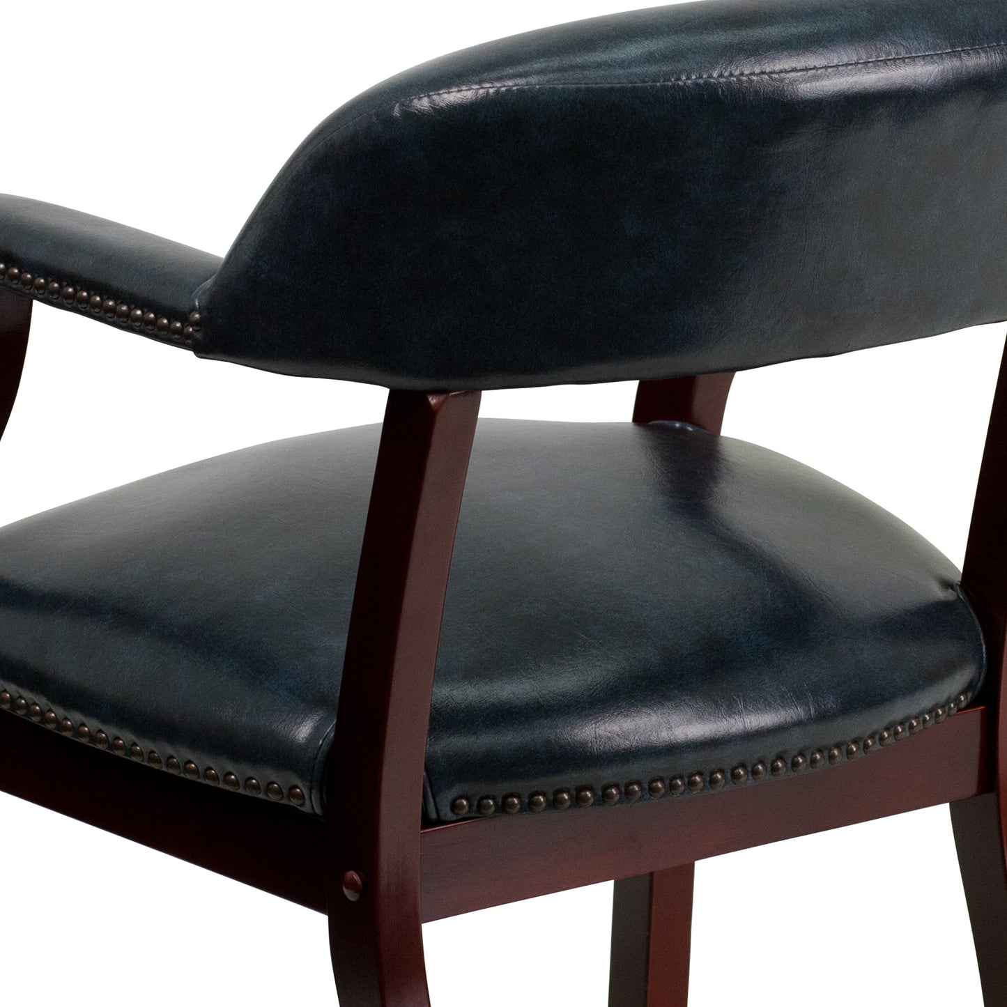 Diamond Navy Vinyl Luxurious Conference Chair with Accent Nail Trim Navy Vinyl