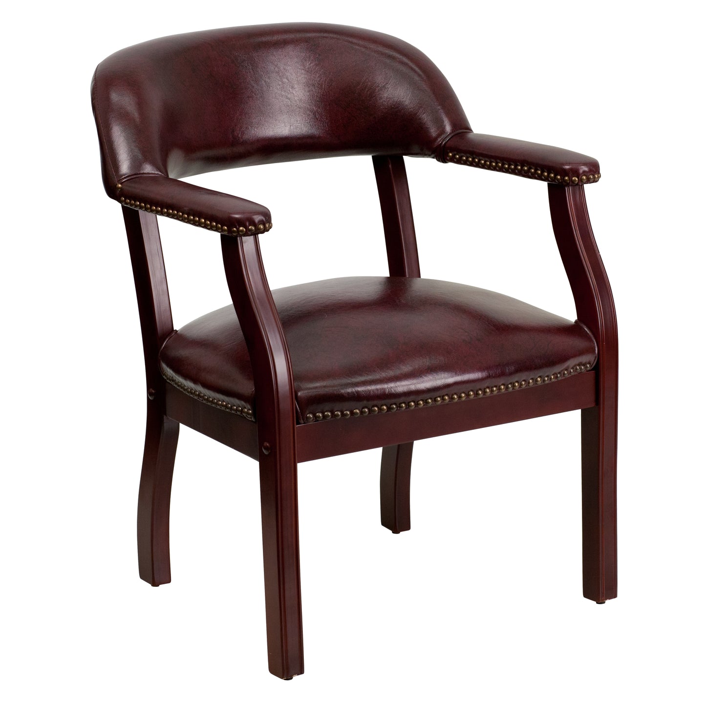 Diamond Oxblood Vinyl Luxurious Conference Chair with Accent Nail Trim Oxblood Vinyl