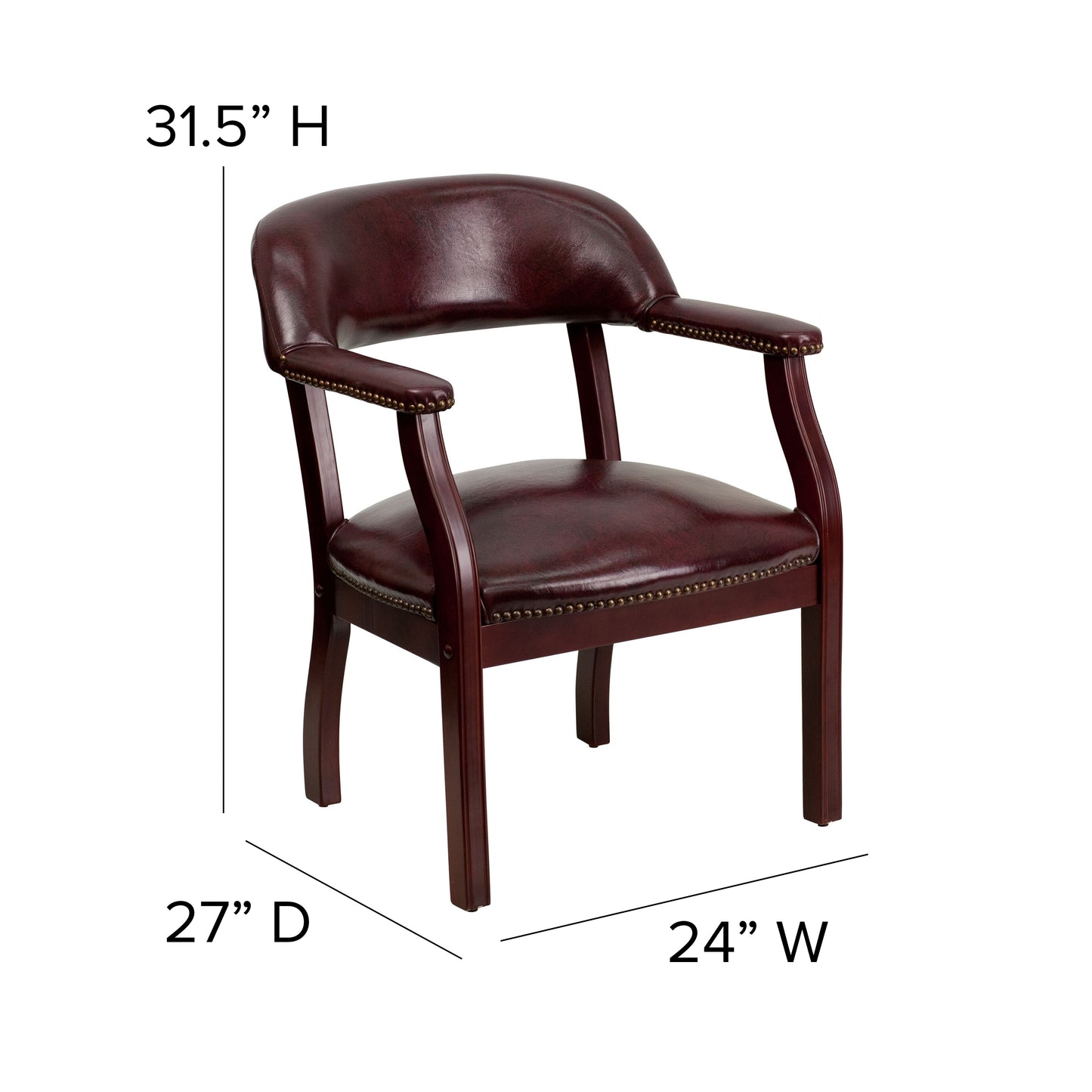 Diamond Oxblood Vinyl Luxurious Conference Chair with Accent Nail Trim Oxblood Vinyl
