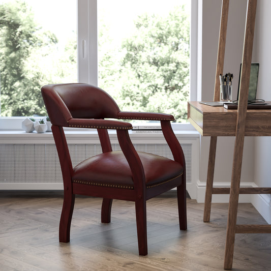 Diamond Oxblood Vinyl Luxurious Conference Chair with Accent Nail Trim Oxblood Vinyl