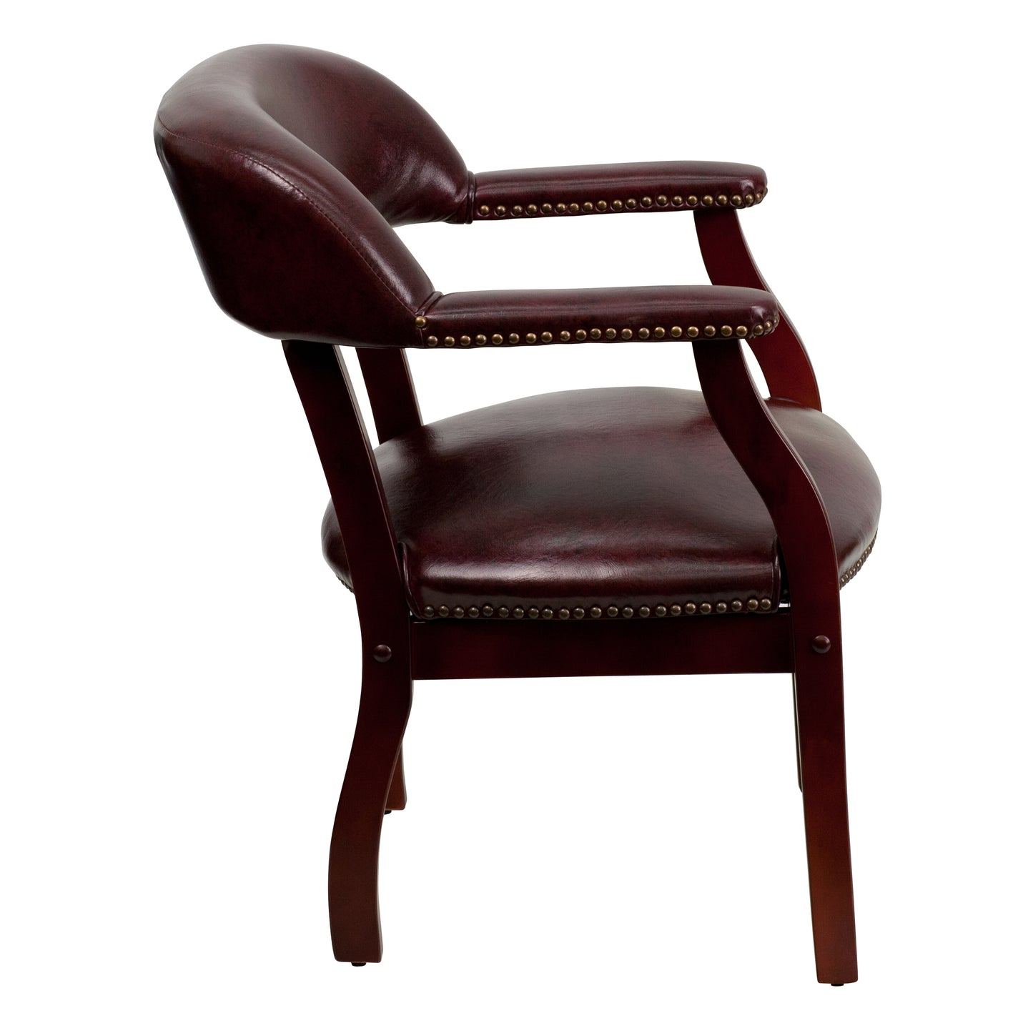 Diamond Oxblood Vinyl Luxurious Conference Chair with Accent Nail Trim Oxblood Vinyl