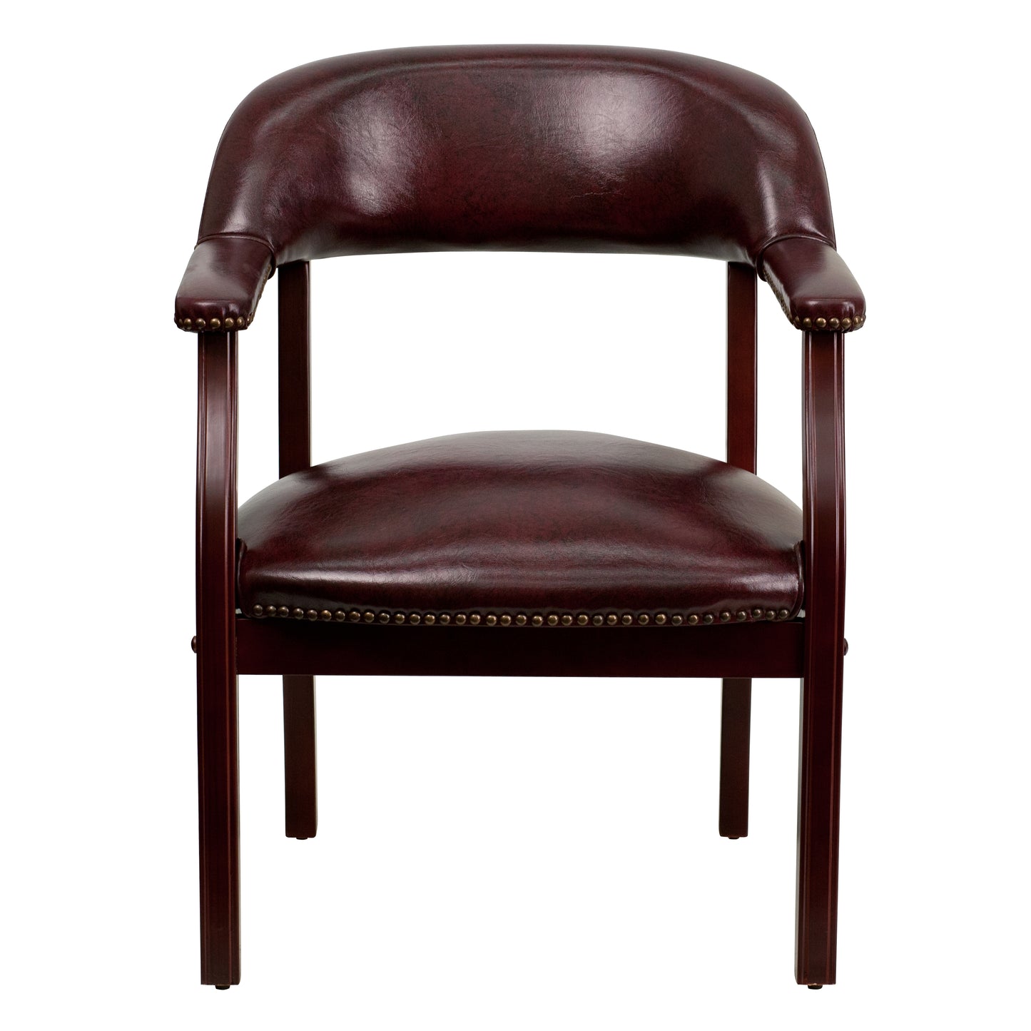 Diamond Oxblood Vinyl Luxurious Conference Chair with Accent Nail Trim Oxblood Vinyl