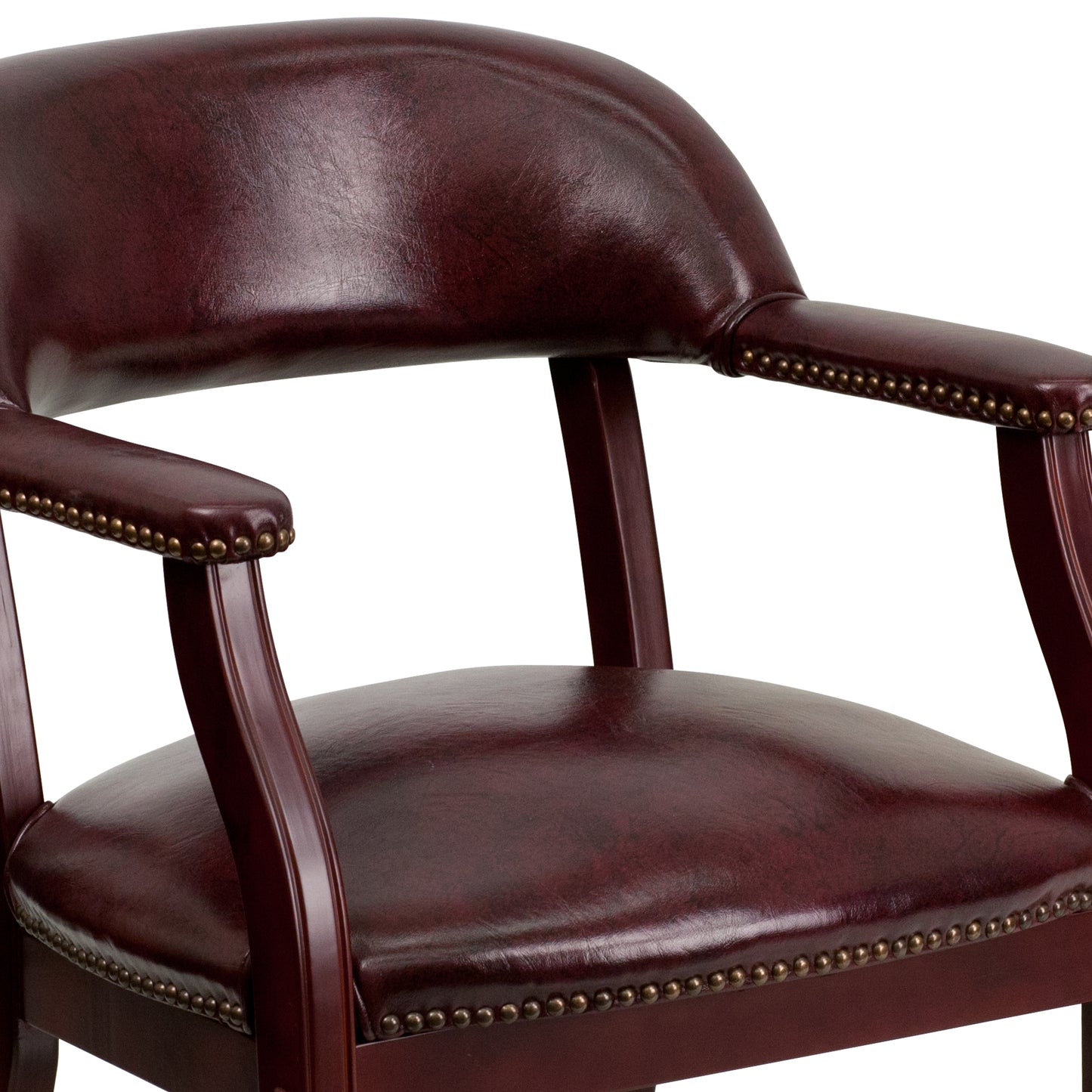 Diamond Oxblood Vinyl Luxurious Conference Chair with Accent Nail Trim Oxblood Vinyl