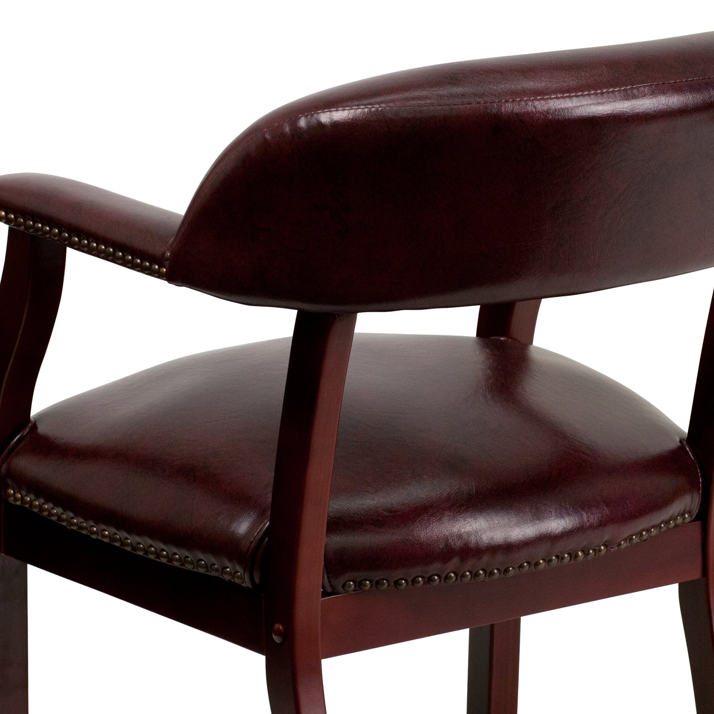 Diamond Oxblood Vinyl Luxurious Conference Chair with Accent Nail Trim Oxblood Vinyl
