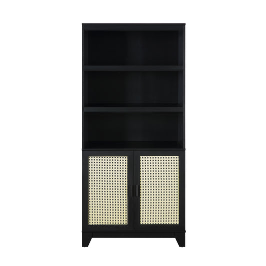 Sheridan Mid-Century Modern 31" Bookcase Cabinet in Black (7-Shelf) BC-6GLF-BK