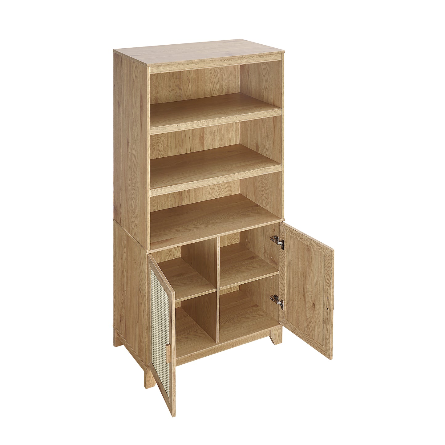 Manhattan Comfort Sheridan Modern Cane Bookcase with Adjustable Shelves in Nature BC-6GLF-NA