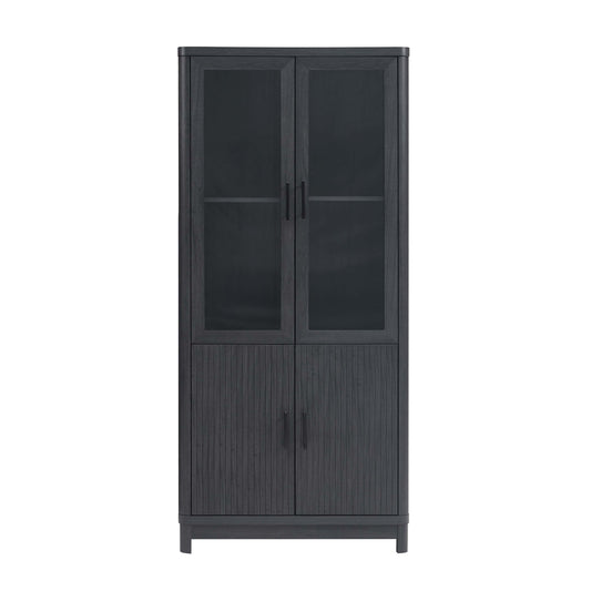 Jodie Mid-Century Modern 31" Bookcase Cabinet in Charcoal Gray (6-Shelf) BC001-GY