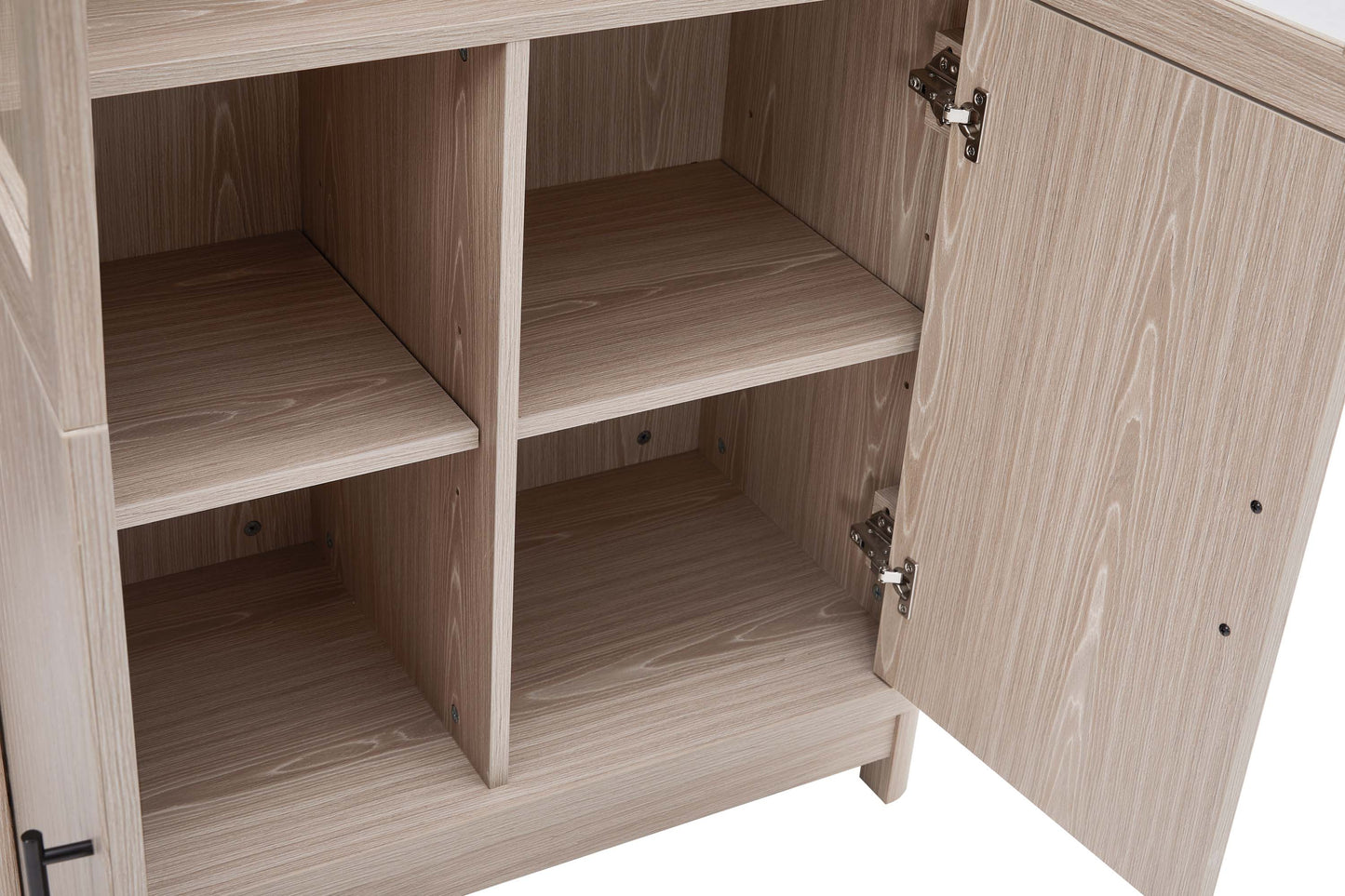 Jodie Mid-Century Modern 31" Bookcase Cabinet in Whitewashed Oak (6-Shelf) BC001-OK