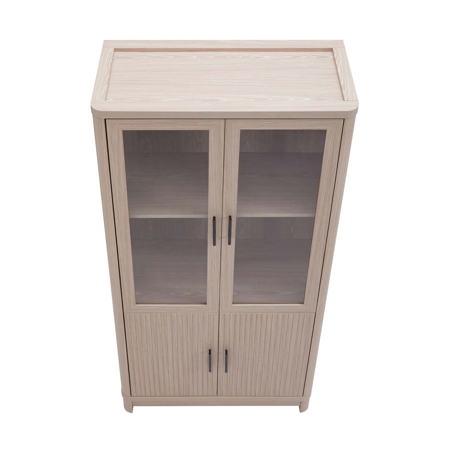 Jodie Mid-Century Modern 31" Bookcase Cabinet in Whitewashed Oak (6-Shelf) BC001-OK