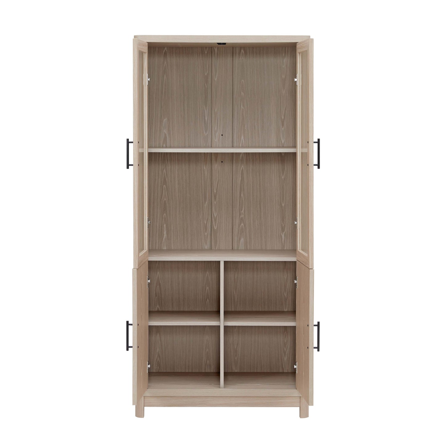 Jodie Mid-Century Modern 31" Bookcase Cabinet in Whitewashed Oak (6-Shelf) BC001-OK
