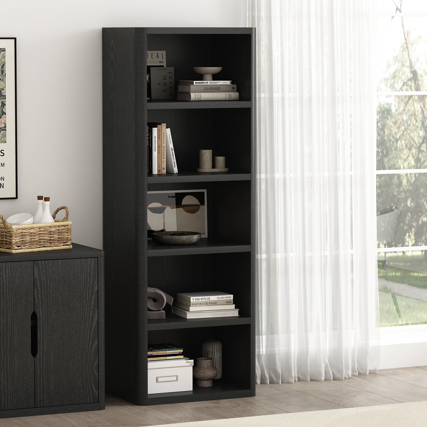 Rivington Modern 28" Open Bookcase in Black BC003-BK