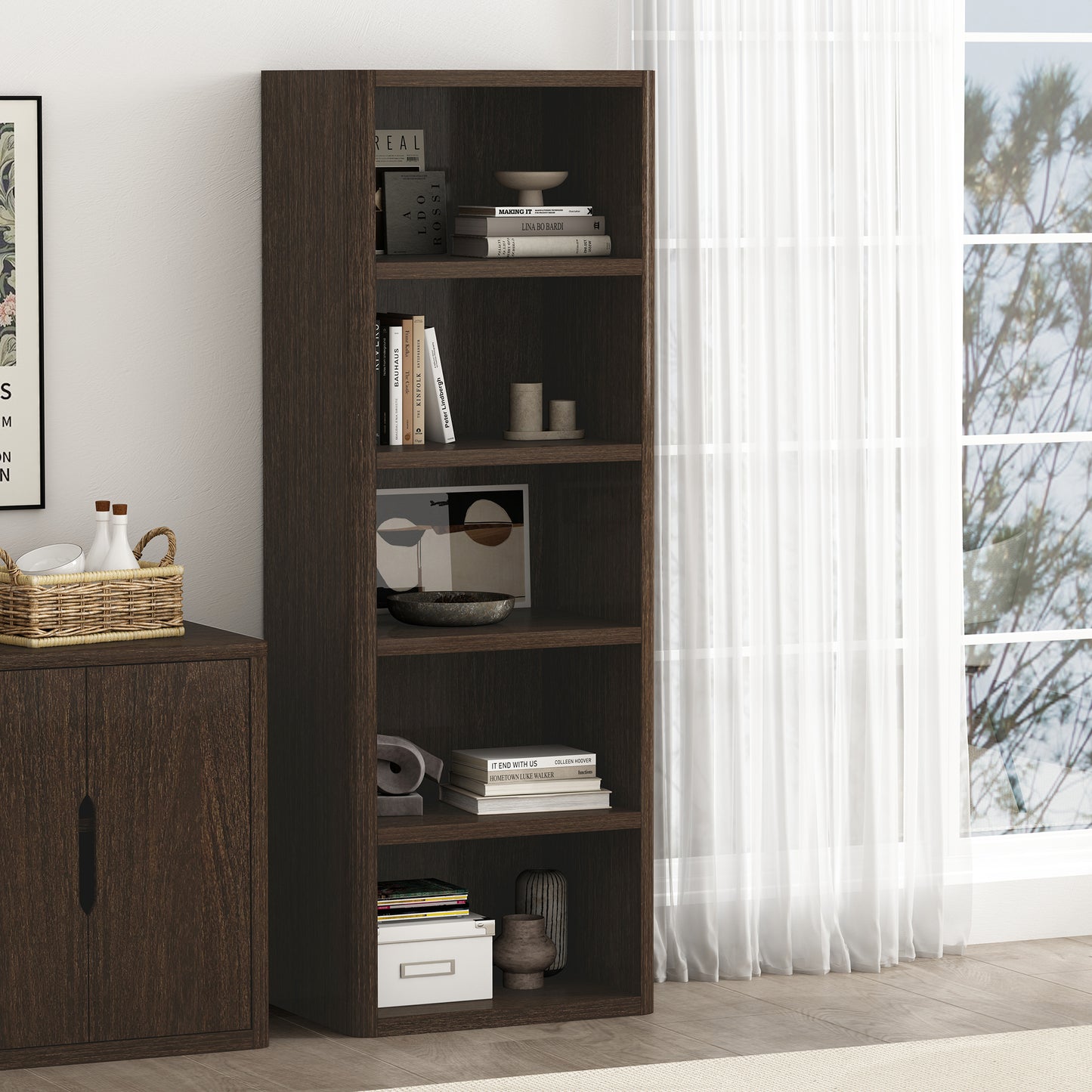 Rivington Modern 28" Open Bookcase in Dark Walnut BC003-BR