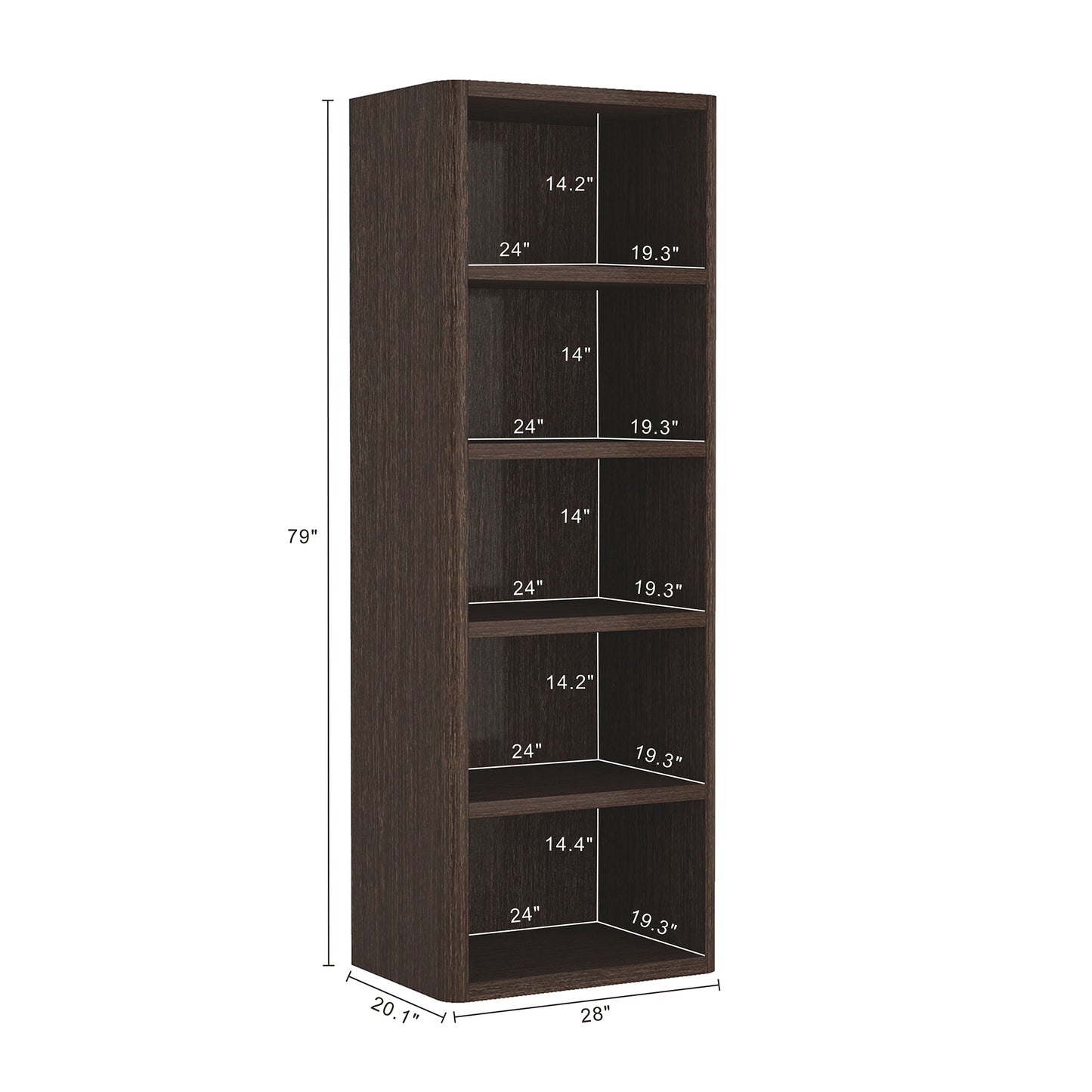 Rivington Modern 28" Open Bookcase in Dark Walnut BC003-BR