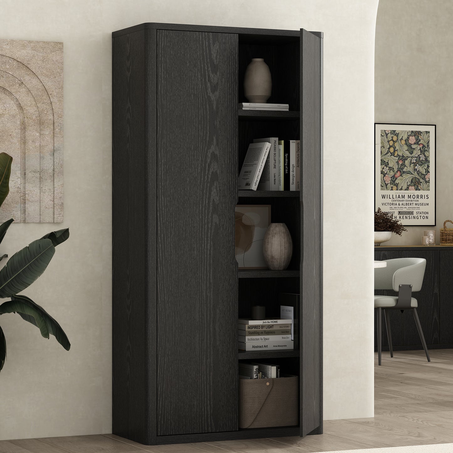 Rivington Modern 38" Bookcase Cabinet in Black BC004-BK