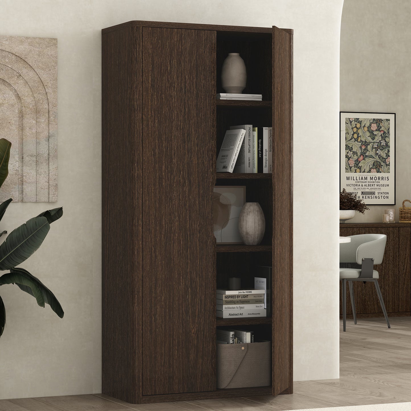 Rivington Modern 38" Bookcase Cabinet in Walnut BC004-BR