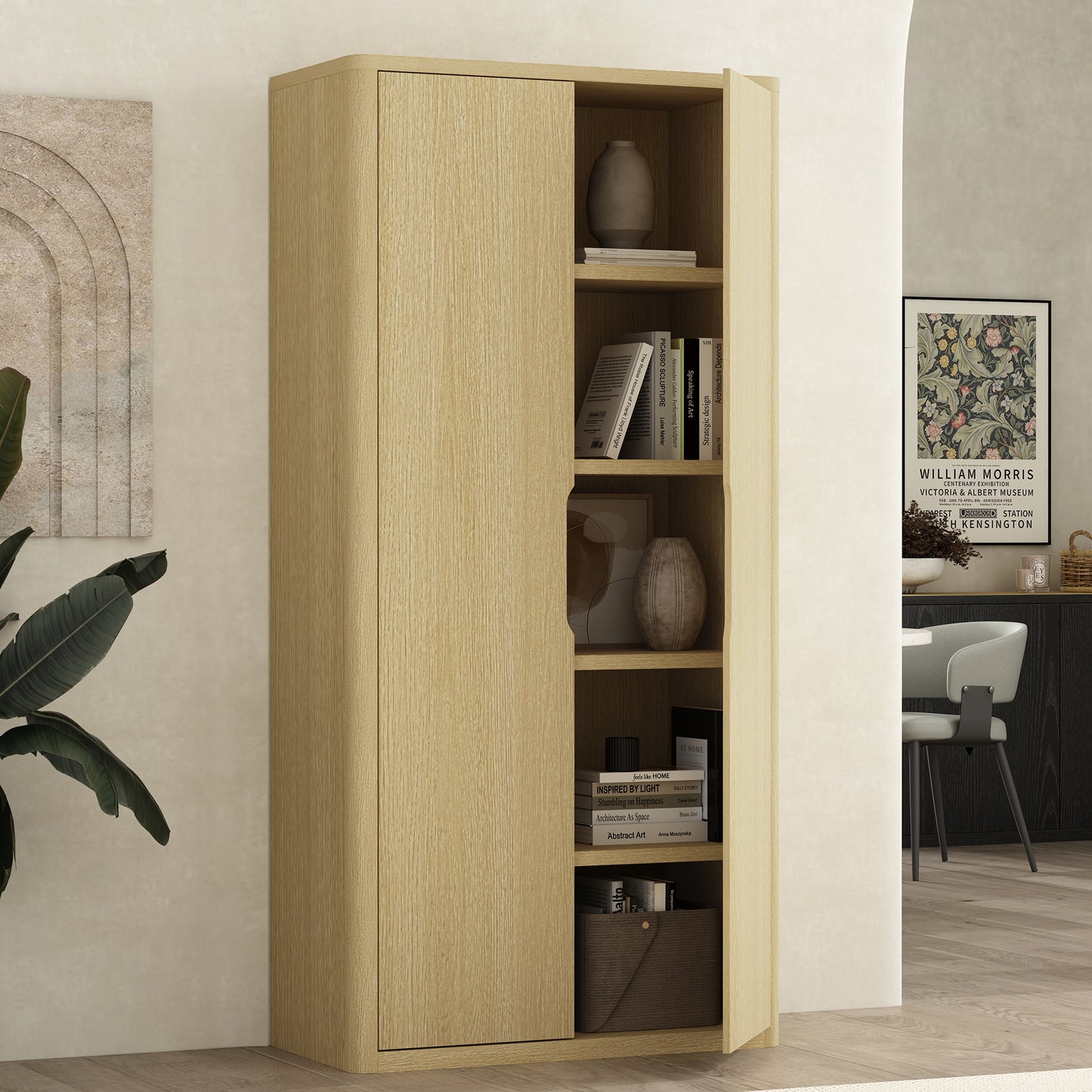 Rivington Modern 38" Bookcase Cabinet in Natural Oak BC004-NA