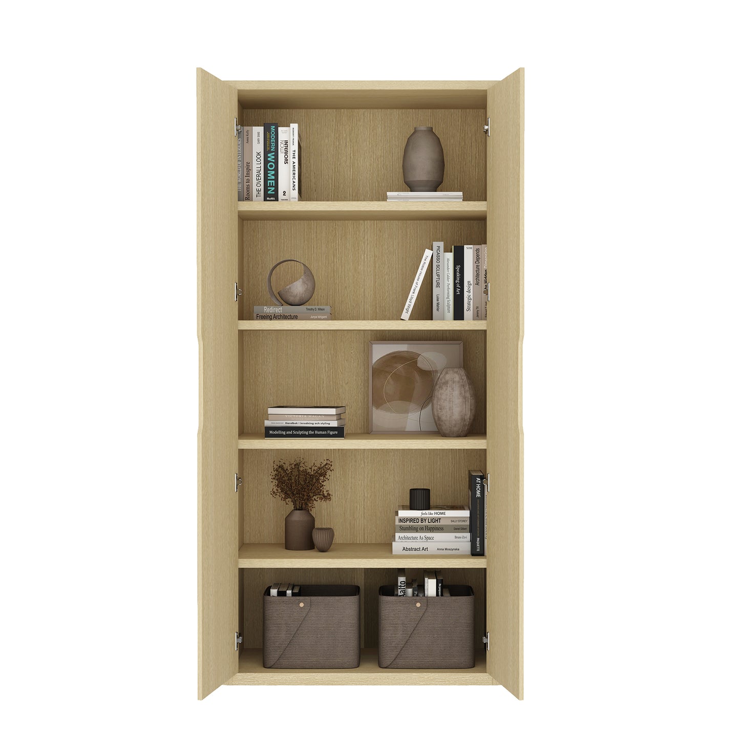 Rivington Modern 38" Bookcase Cabinet in Natural Oak BC004-NA