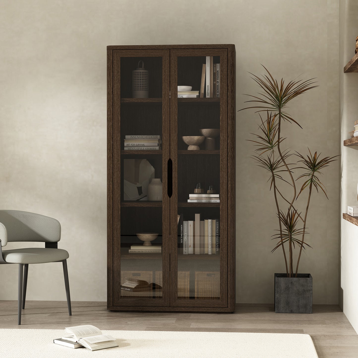 Rivington Modern 38" Bookcase Cabinet in Walnut BC005-BR
