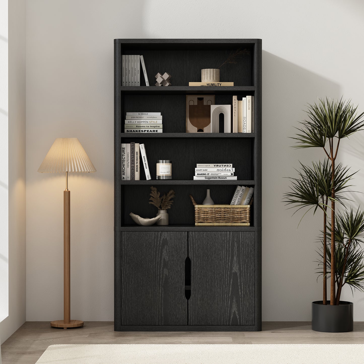Rivington Modern 40" Bookcase Cabinet in Black BC006-BK