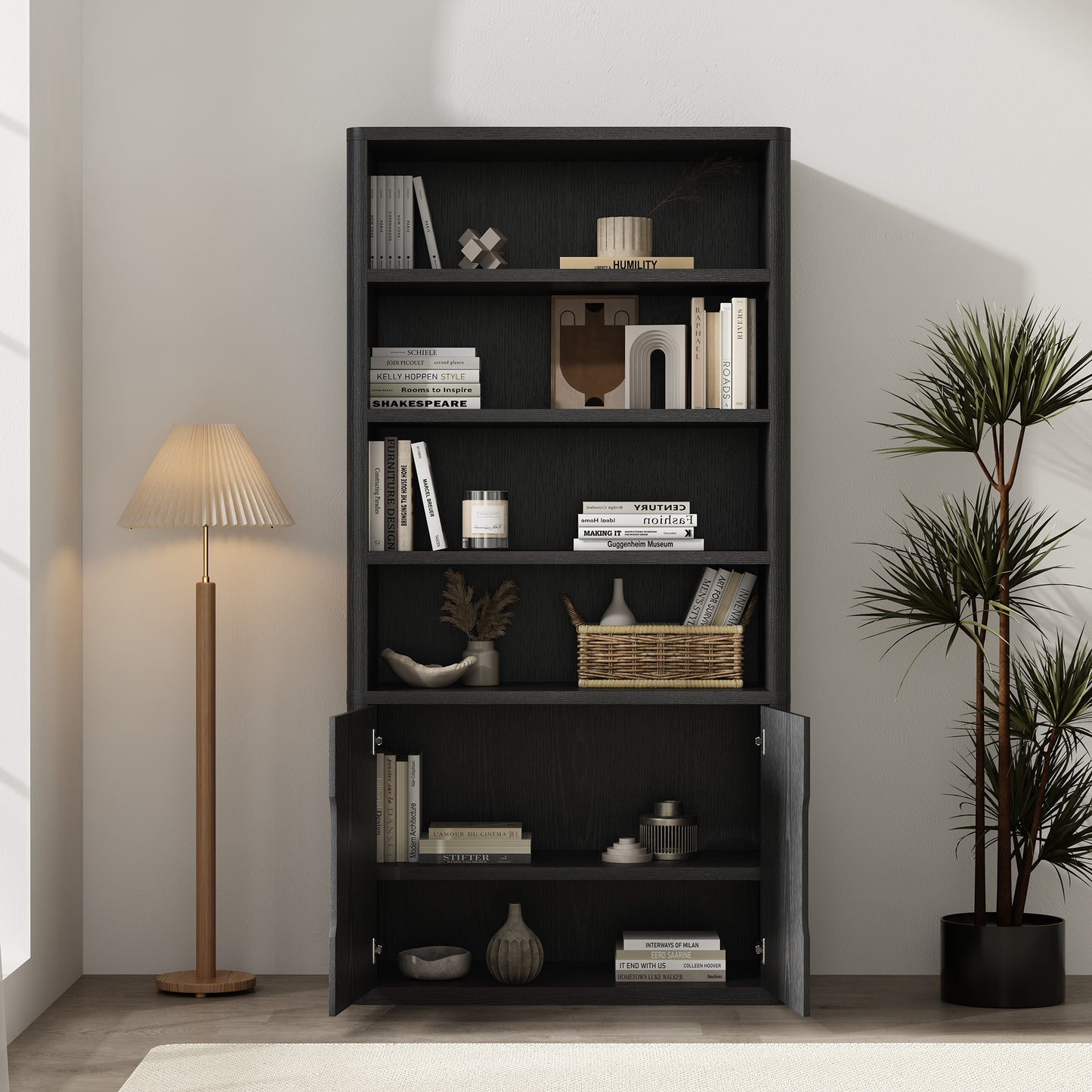 Rivington Modern 40" Bookcase Cabinet in Black BC006-BK