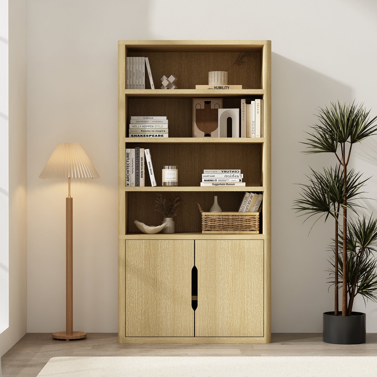 Rivington Modern 40" Bookcase Cabinet in Natural Oak BC006-NA