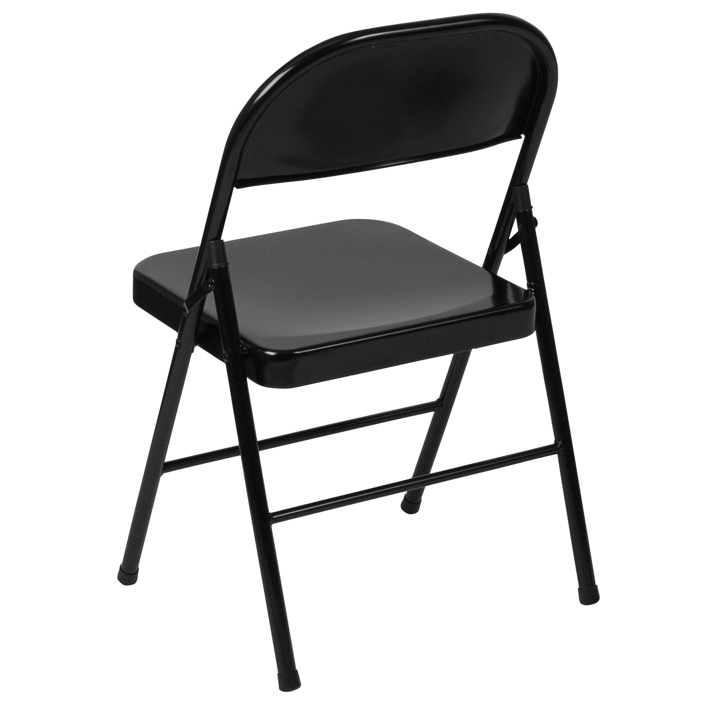 2 Pack HERCULES Series Double Braced Black Metal Folding Chair Black