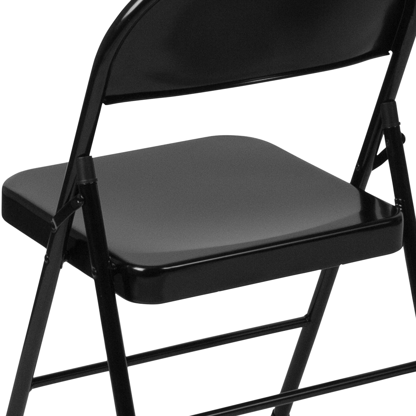 2 Pack HERCULES Series Double Braced Black Metal Folding Chair Black