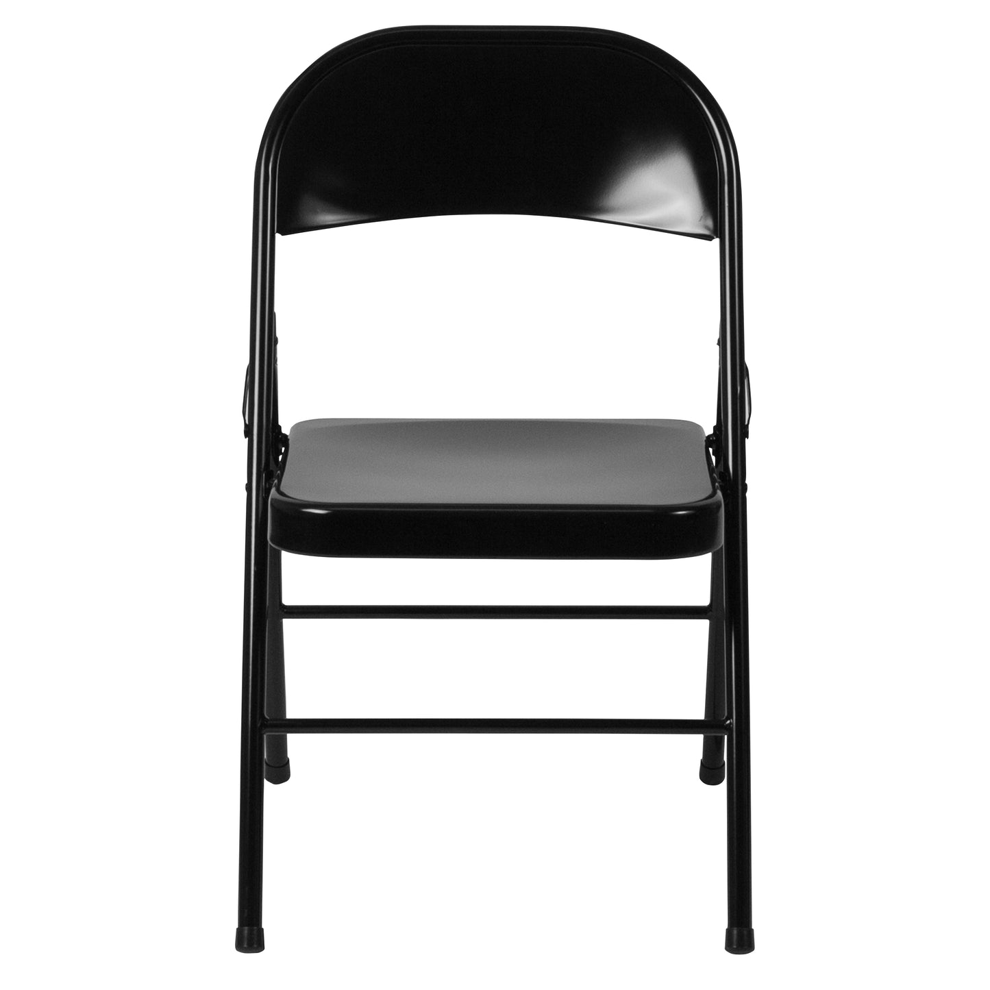 2 Pack HERCULES Series Double Braced Black Metal Folding Chair Black