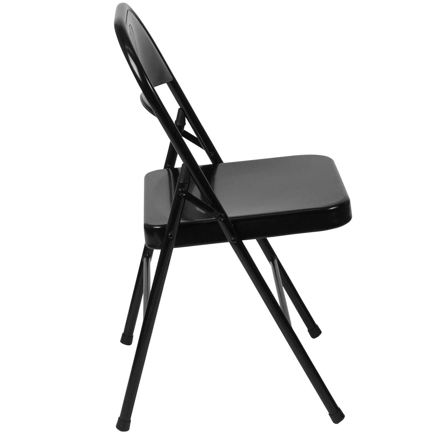 2 Pack HERCULES Series Double Braced Black Metal Folding Chair Black