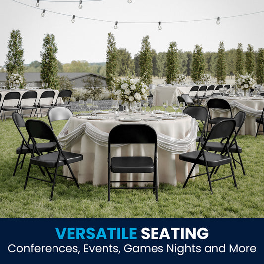 2 Pack HERCULES Series Double Braced Black Metal Folding Chair Black 2-BD-F002-BK-GG