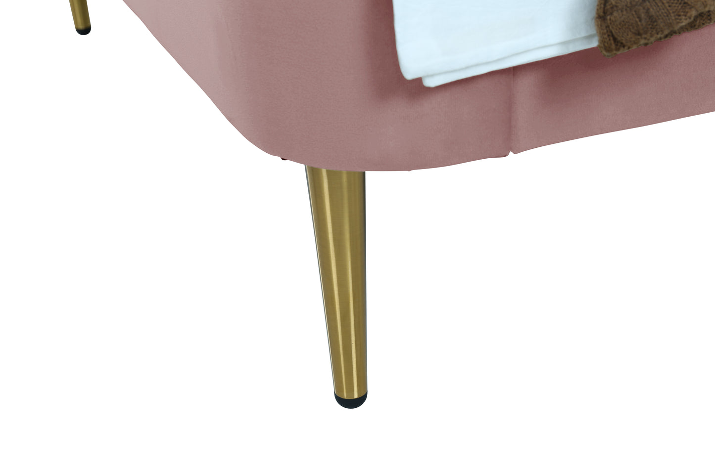 Manhattan Comfort Heather Velvet Twin Bed in Blush with Gold Legs BD003-TW-BH