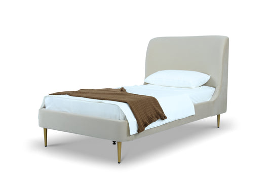 Manhattan Comfort Heather Velvet Bed with Gold and Black Legs in Multiple Sizes