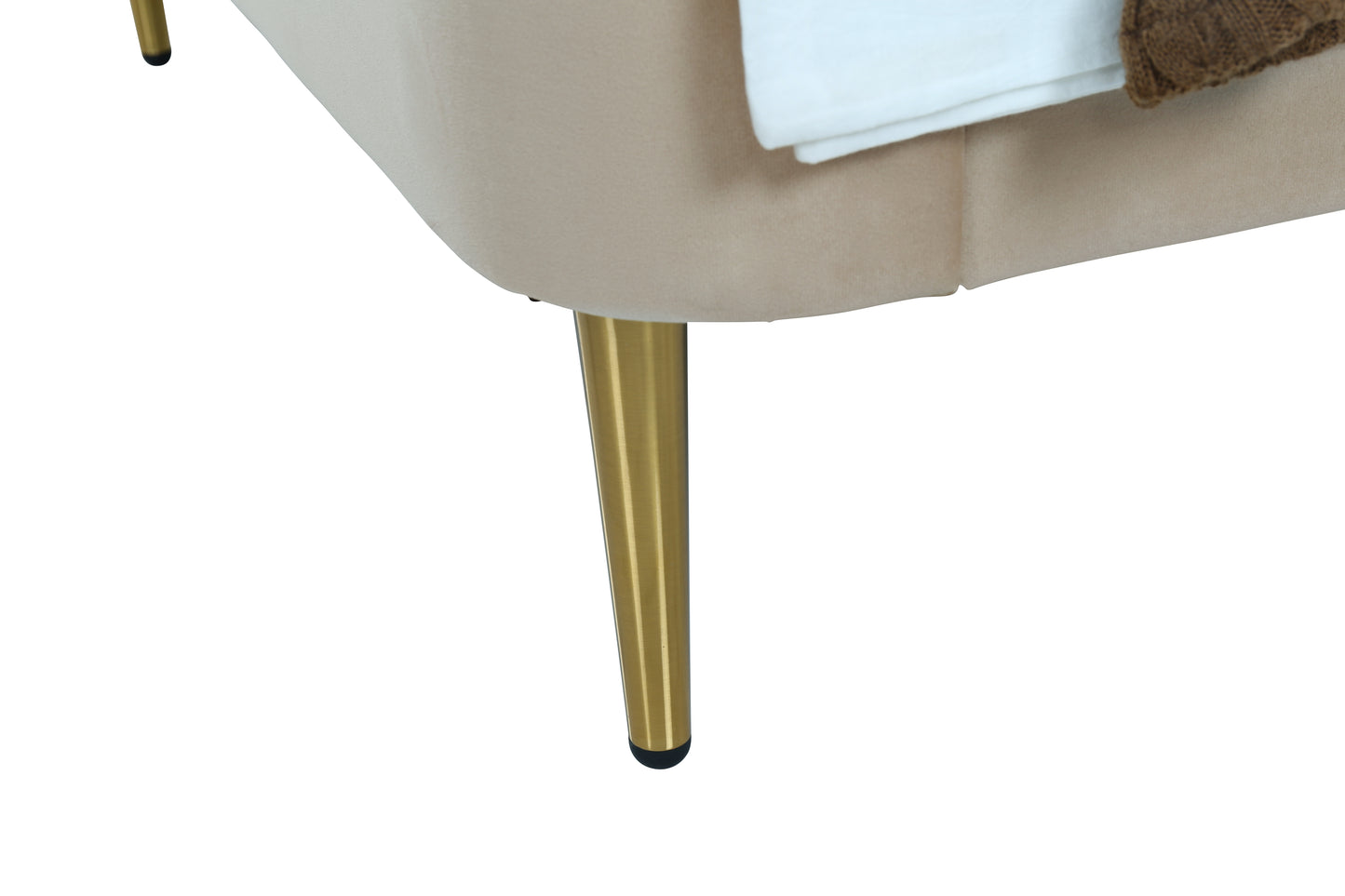 Manhattan Comfort Heather Velvet Twin Bed in Taupe with Gold Legs BD003-TW-TP