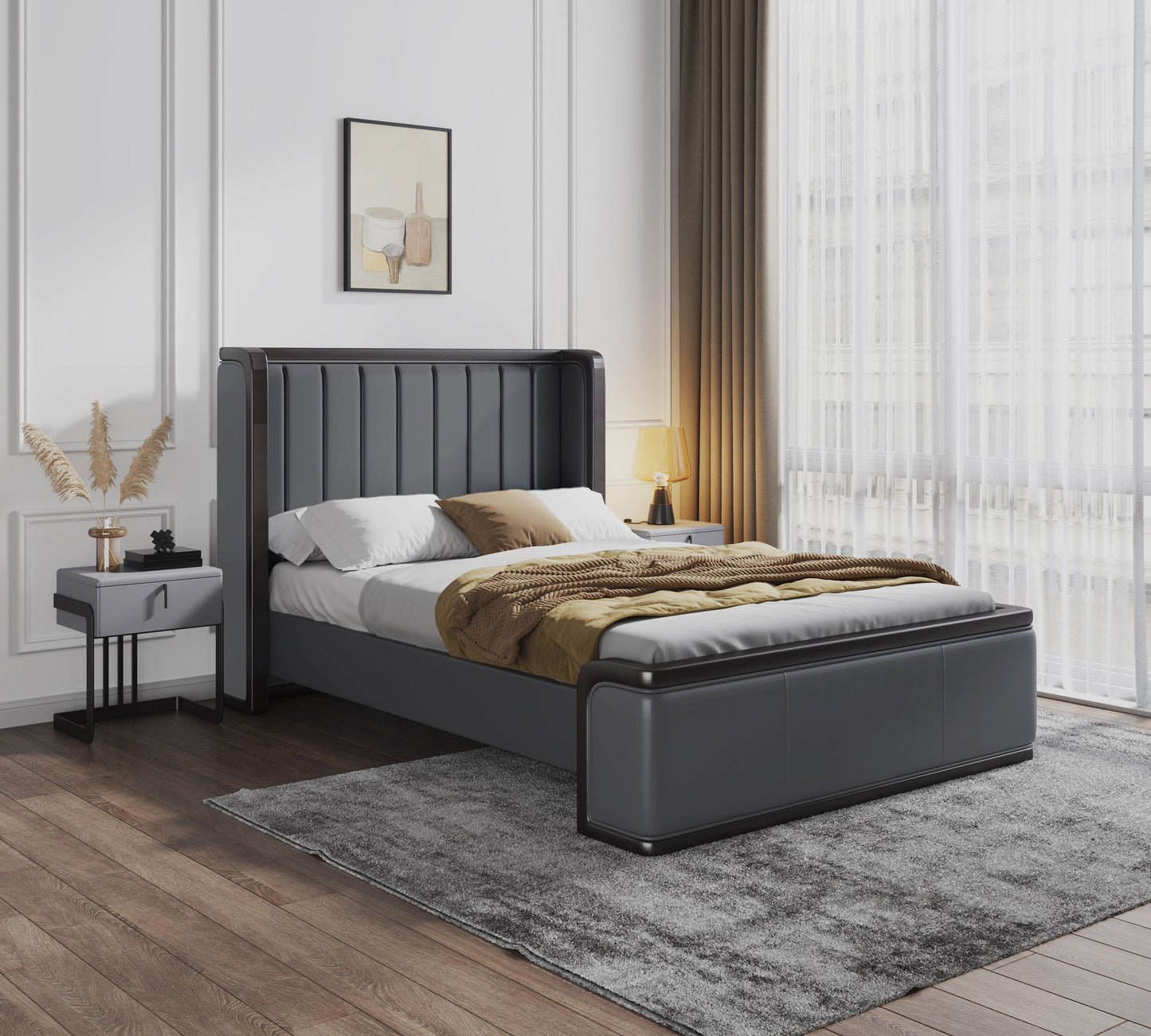 Manhattan Comfort Kingdom Graphite Queen Bed BD005-QN-GP