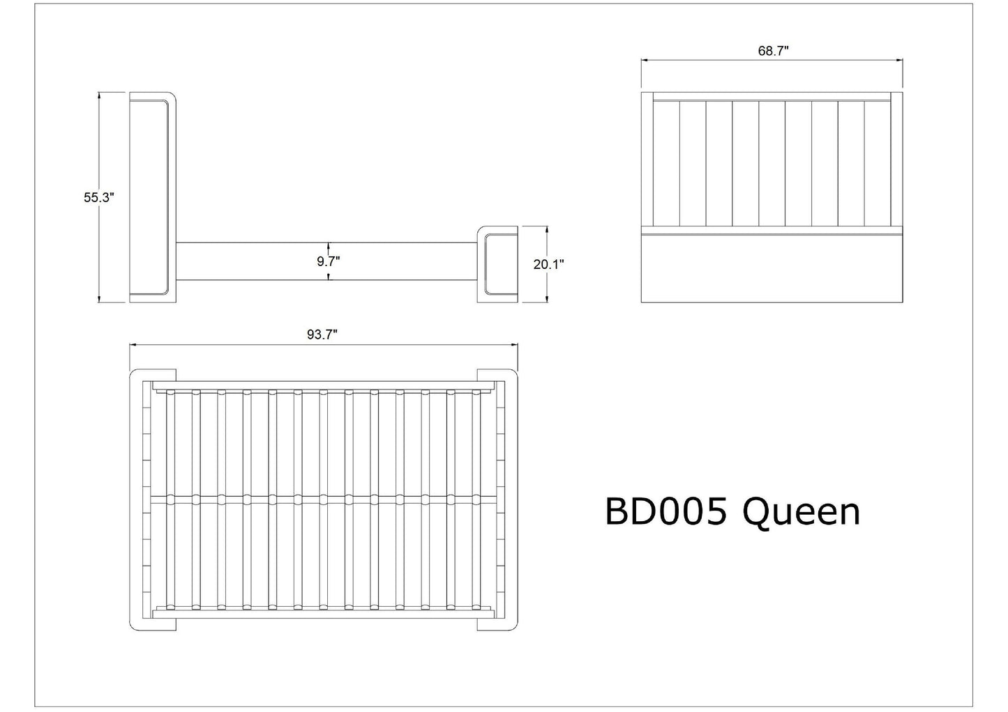 Manhattan Comfort Kingdom Graphite Queen Bed BD005-QN-GP