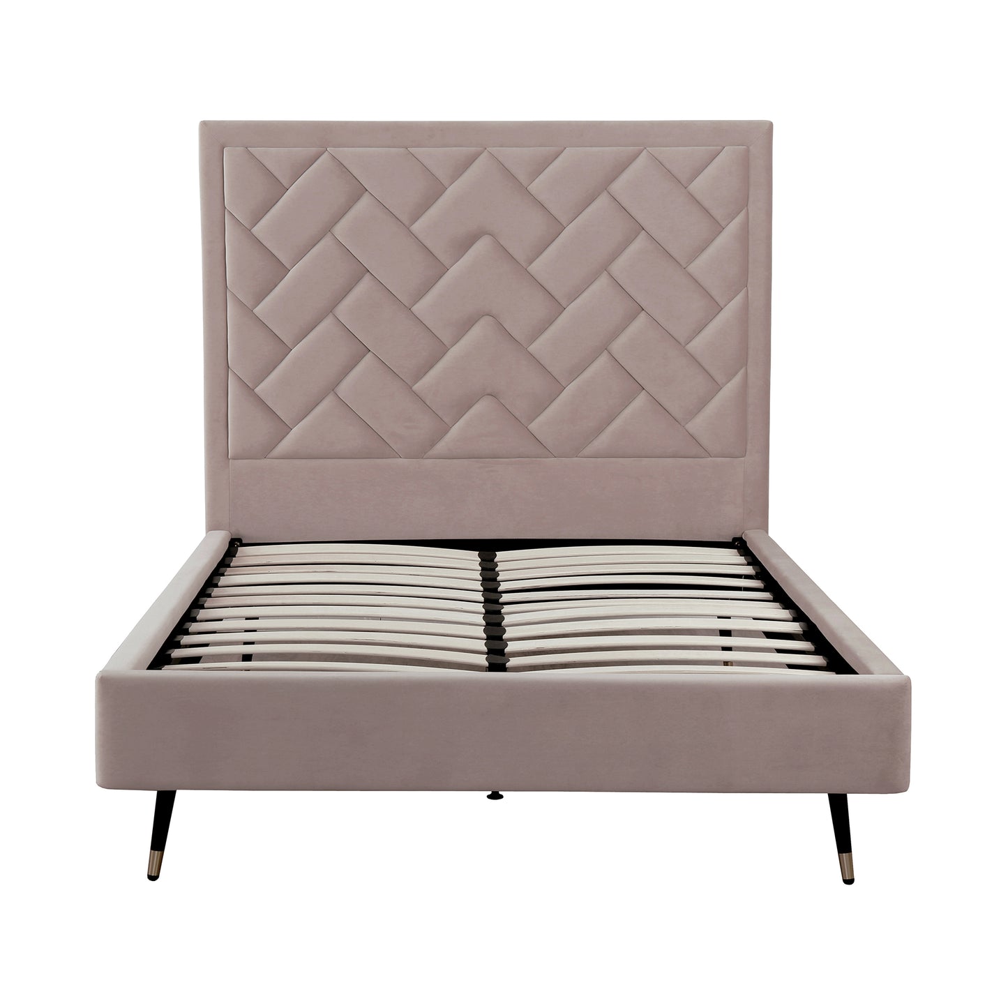 Manhattan Comfort Crosby Modern Full- Size Upholstered Velvet Bedframe and Headboard in Blush BD009-FL-BH