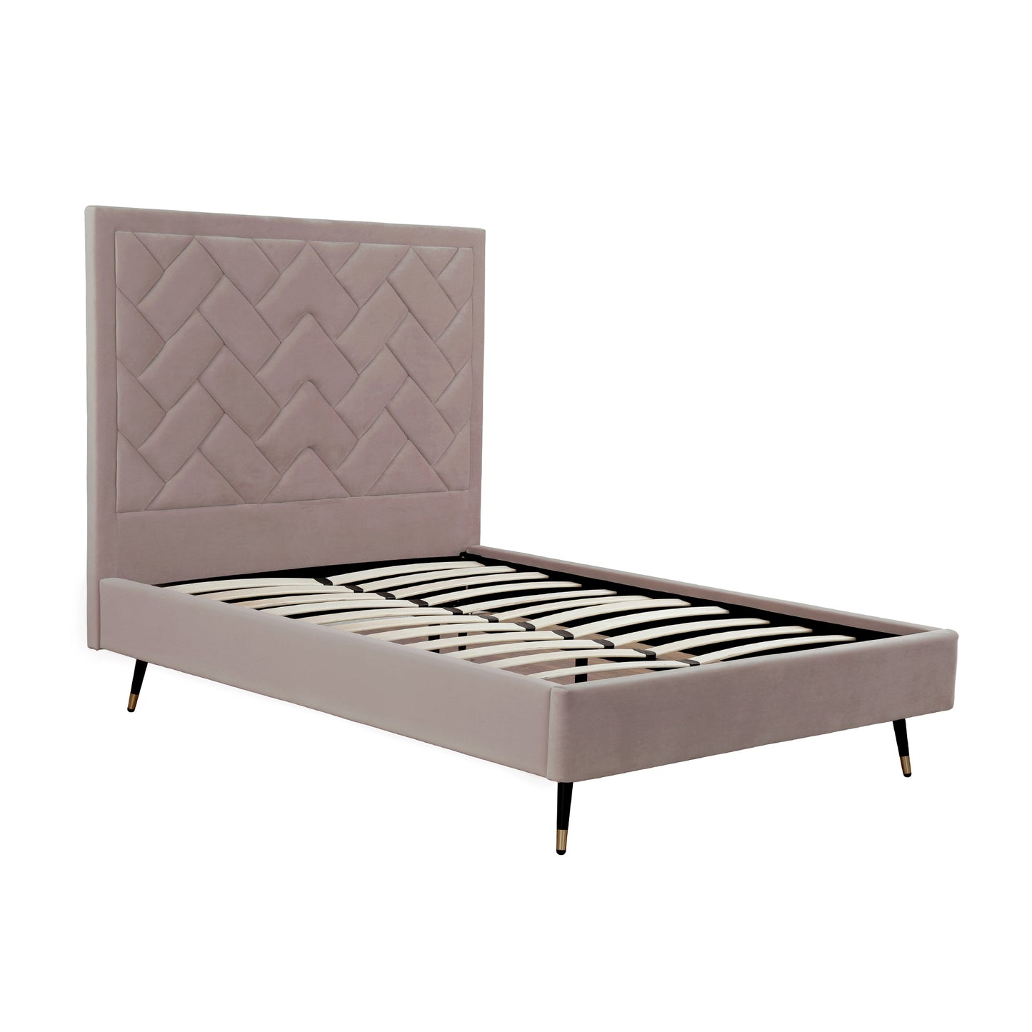 Manhattan Comfort Crosby Modern Full- Size Upholstered Velvet Bedframe and Headboard in Blush BD009-FL-BH
