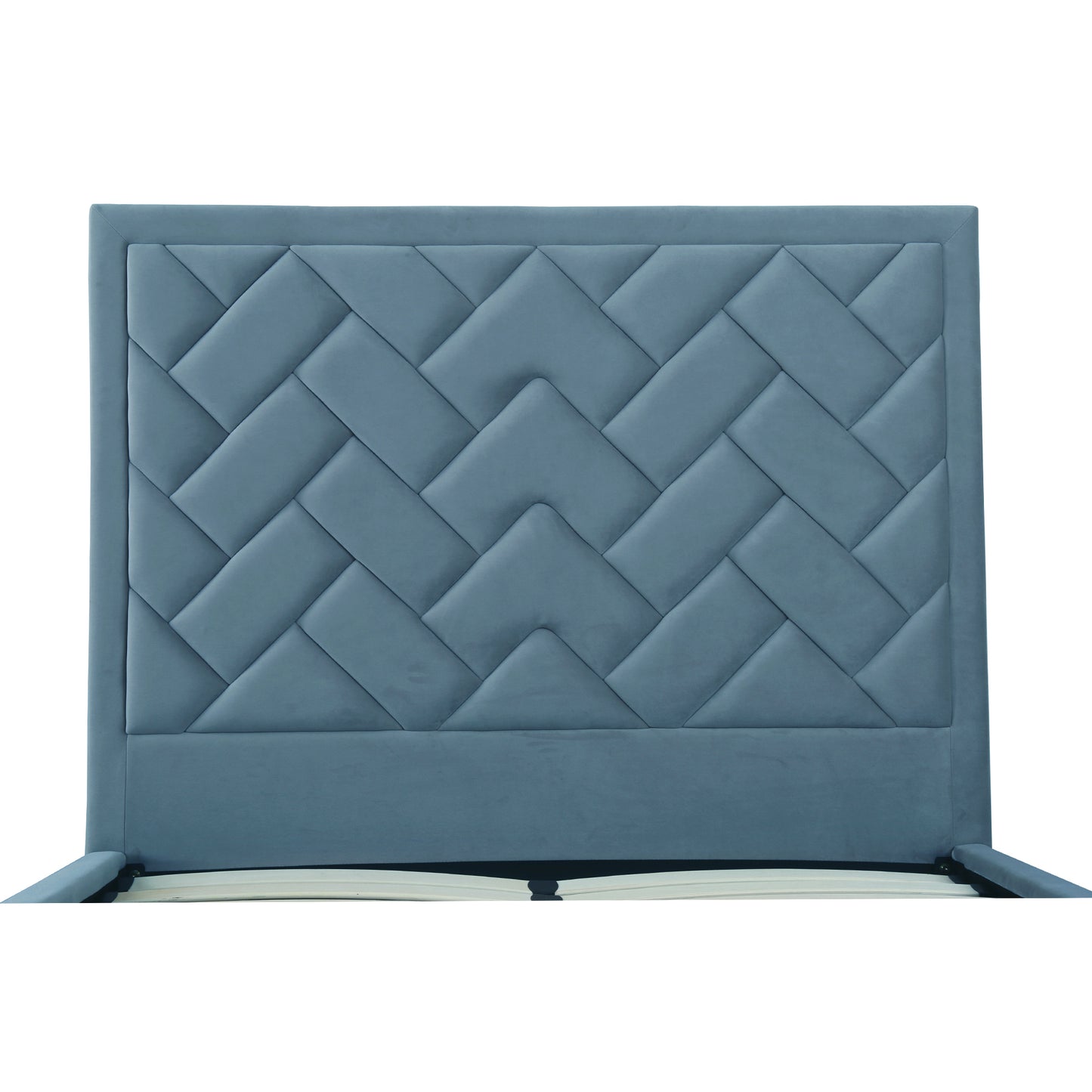 Manhattan Comfort Crosby Modern Full- Size Upholstered Velvet Bedframe and Headboard in Blue BD009-FL-BL