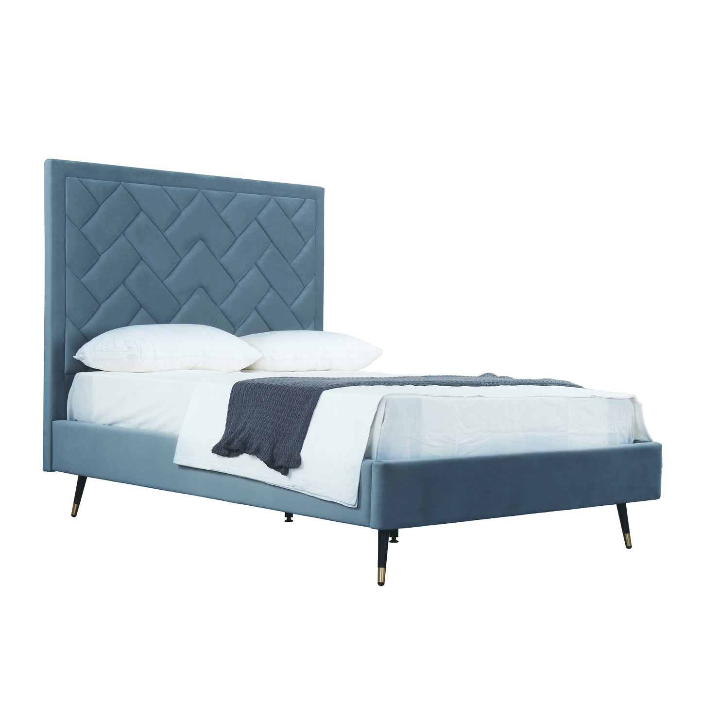Crosby Modern Upholstered Velvet Full Bed in Blue BD009-FL-BL