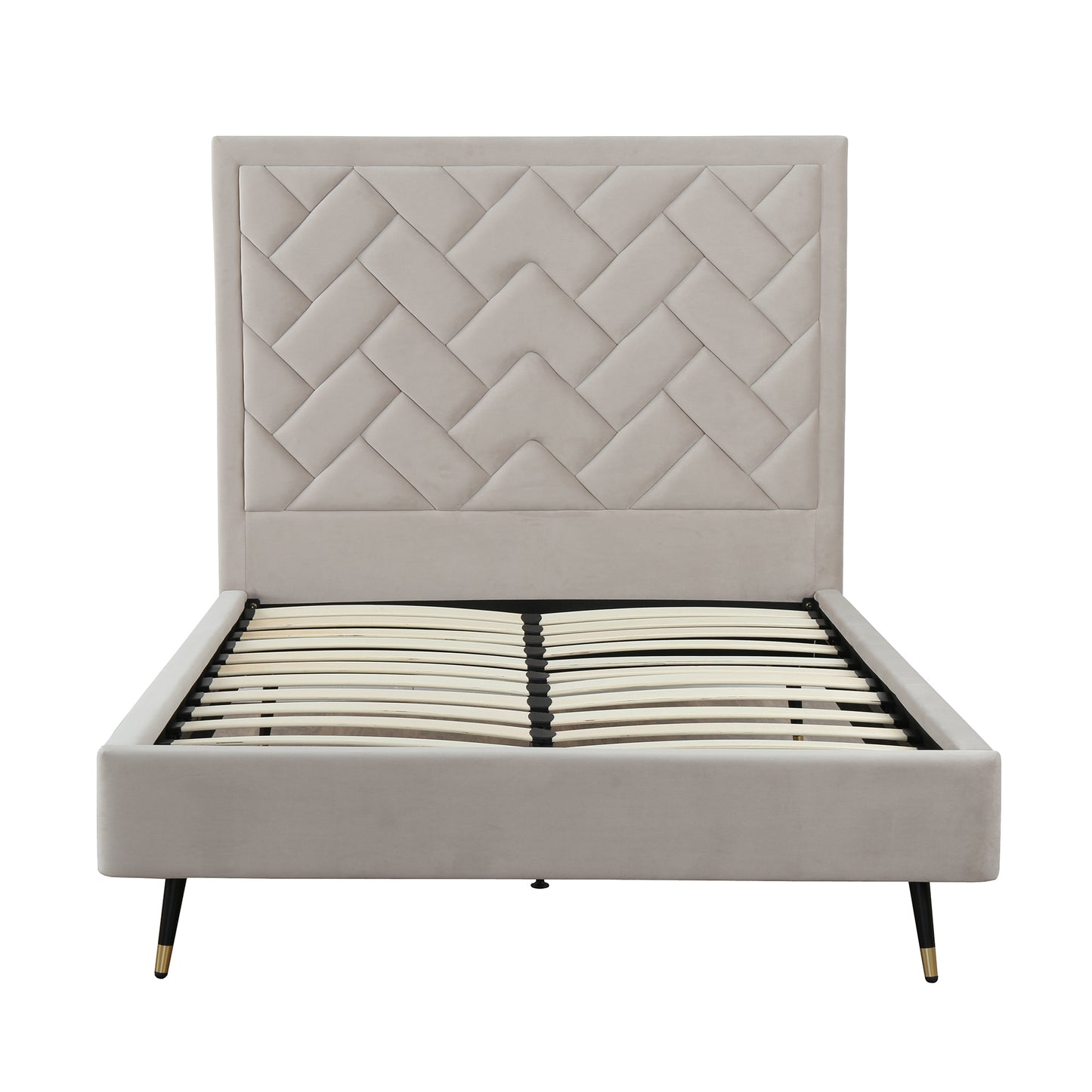 Crosby Modern Upholstered Velvet Full Bed in Greige BD009-FL-GE
