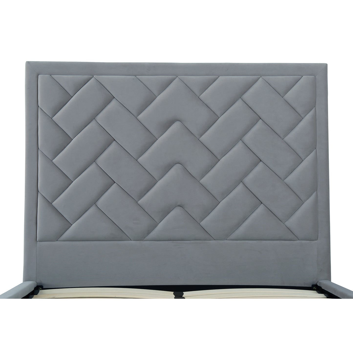 Manhattan Comfort Crosby Modern Full- Size Upholstered Velvet Bedframe and Headboard in Grey BD009-FL-GY