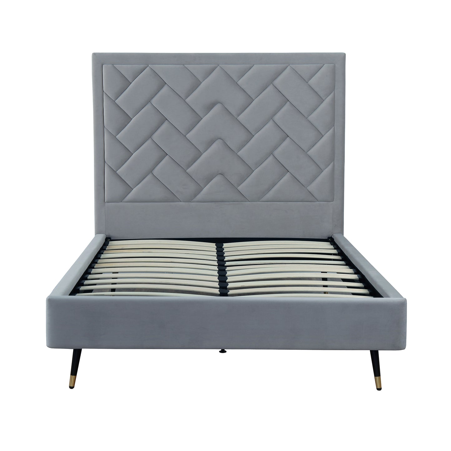 Manhattan Comfort Crosby Modern Full- Size Upholstered Velvet Bedframe and Headboard in Grey BD009-FL-GY