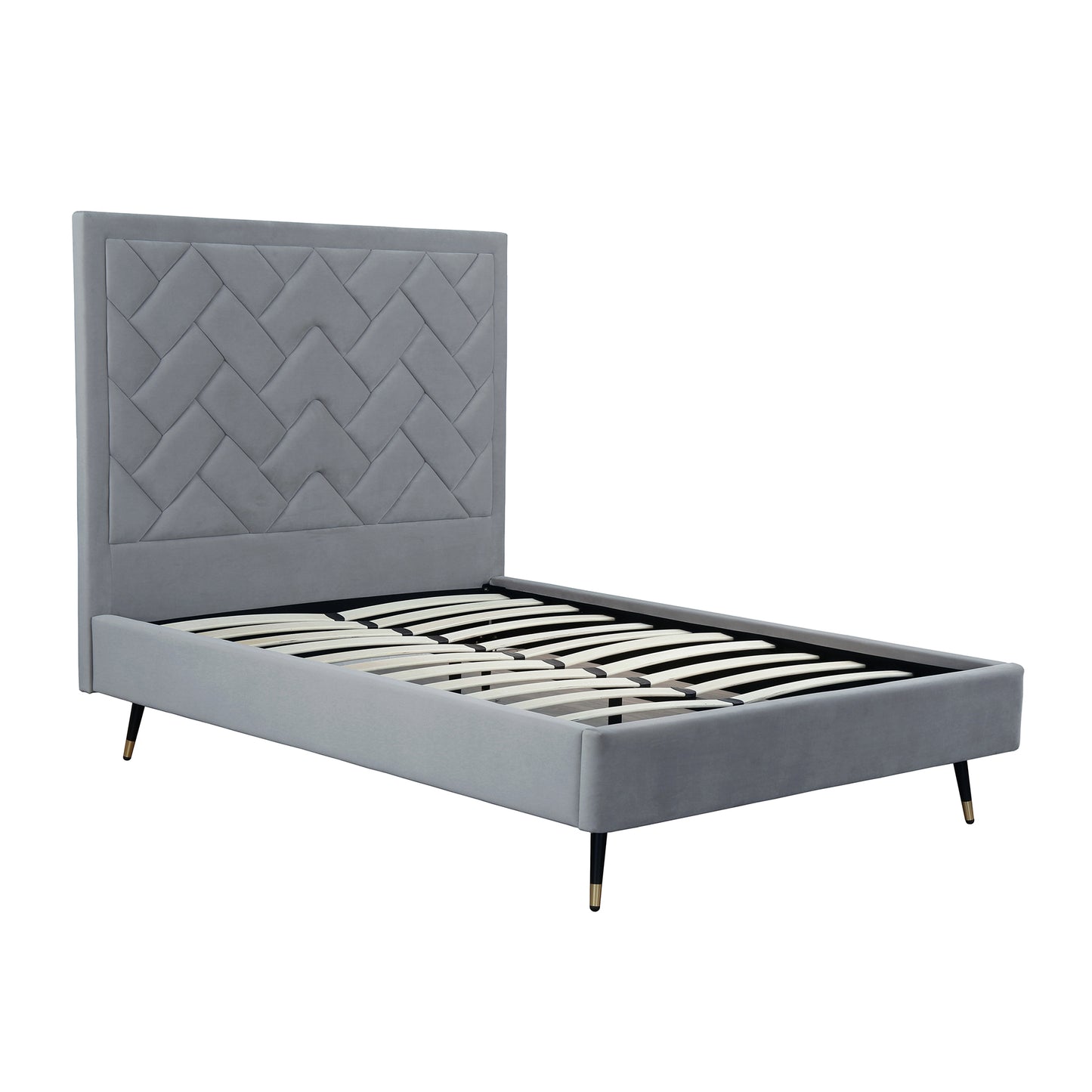 Manhattan Comfort Crosby Modern Full- Size Upholstered Velvet Bedframe and Headboard in Grey BD009-FL-GY