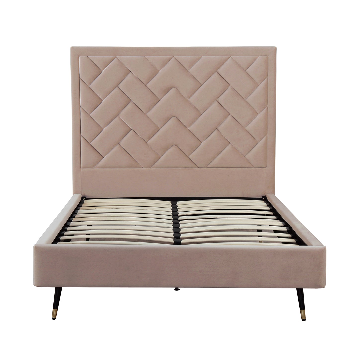Manhattan Comfort Crosby Modern Full- Size Upholstered Velvet Bedframe and Headboard in Nude BD009-FL-ND