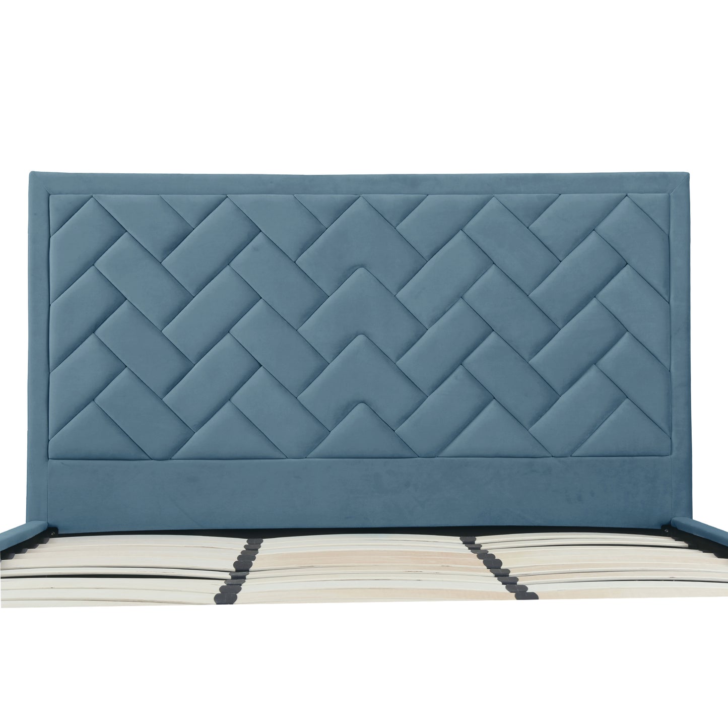Manhattan Comfort Crosby Modern King-Size Upholstered Velvet Bedframe and Headboard in Blue BD009-KG-BL