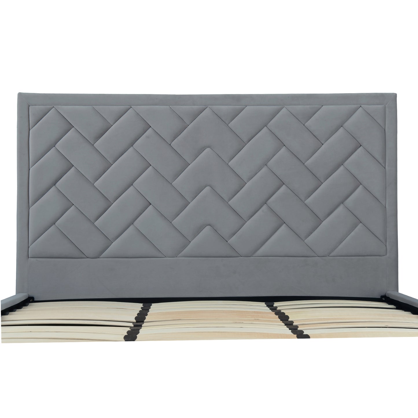 Crosby Modern Upholstered Velvet King Bed in Gray BD009-KG-GY