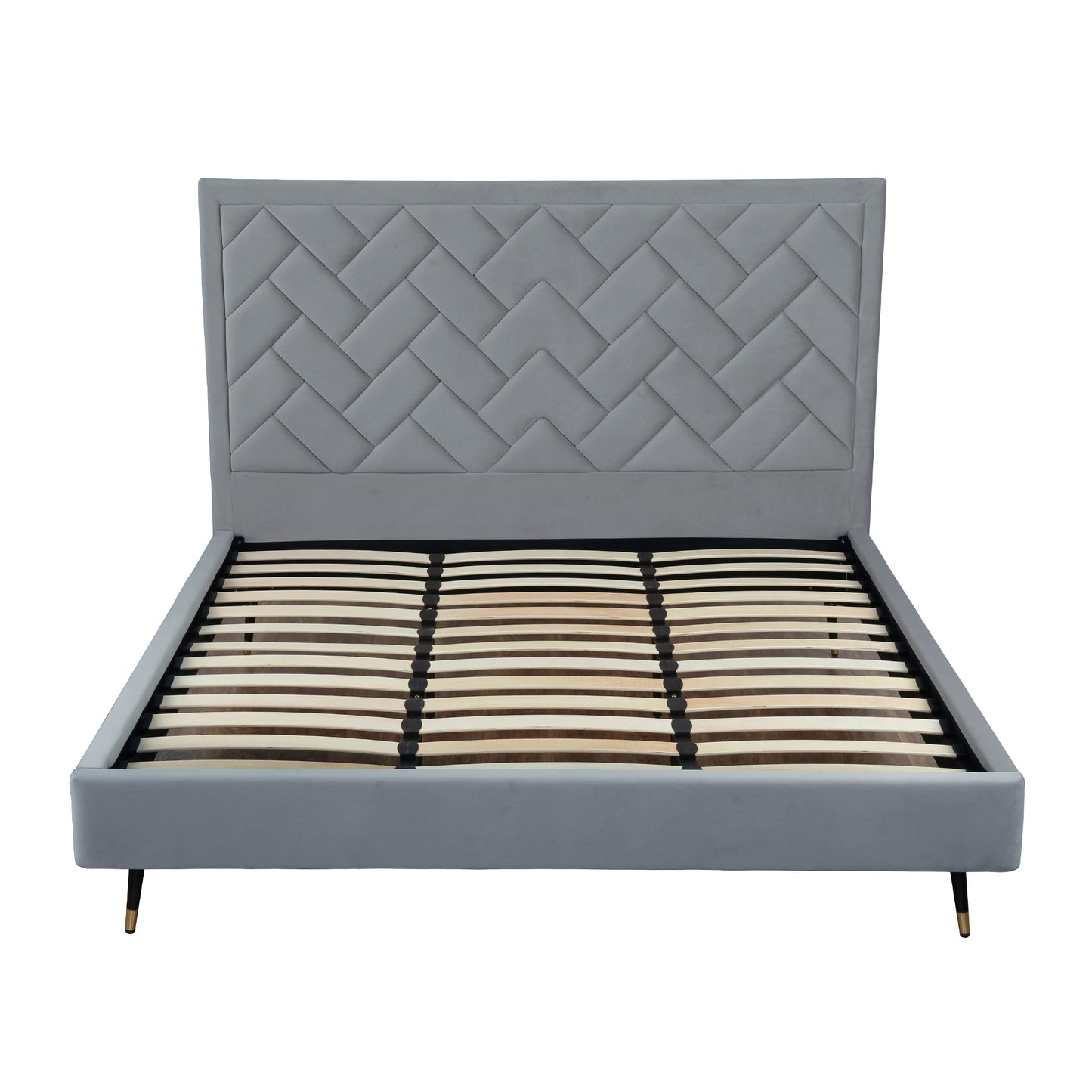 Crosby Modern Upholstered Velvet King Bed in Gray BD009-KG-GY