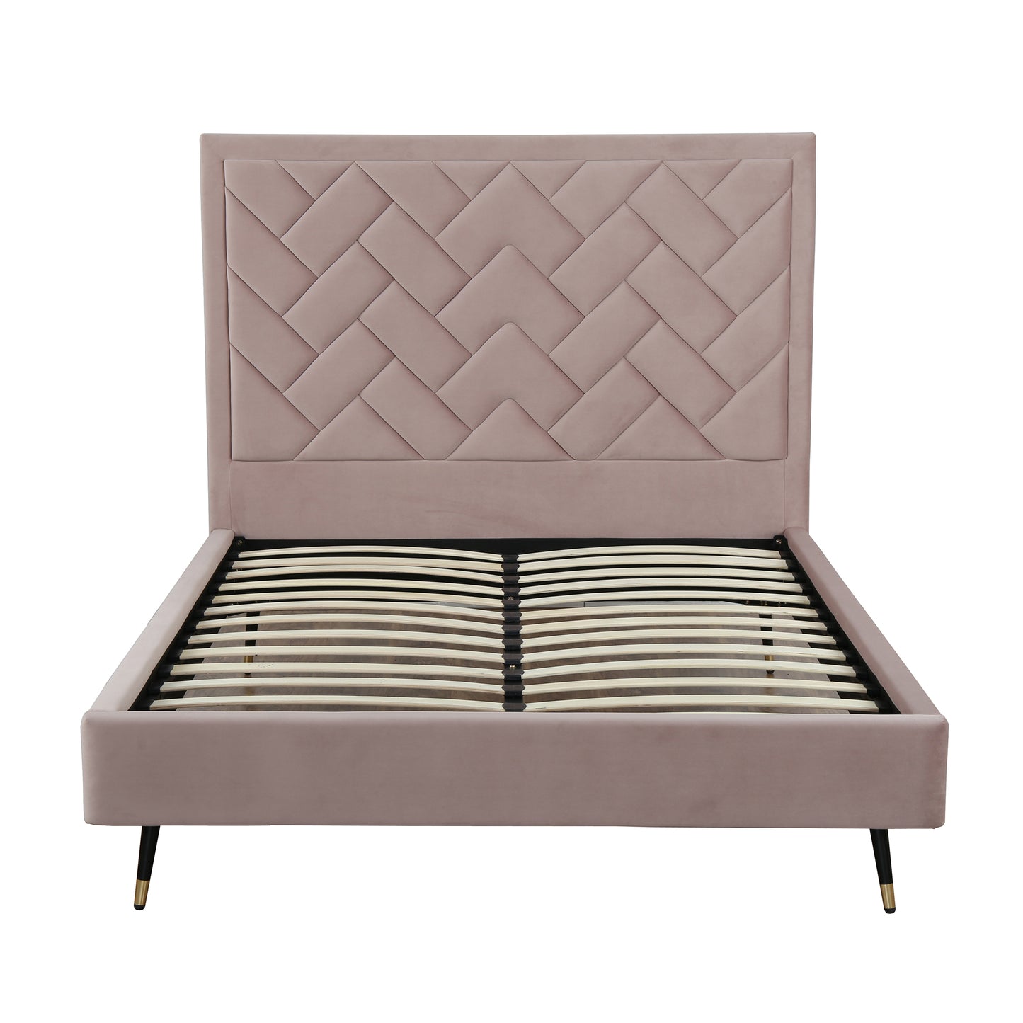 Manhattan Comfort Crosby Modern Queen-Size Upholstered Velvet Bedframe and Headboard in Blush BD009-QN-BH