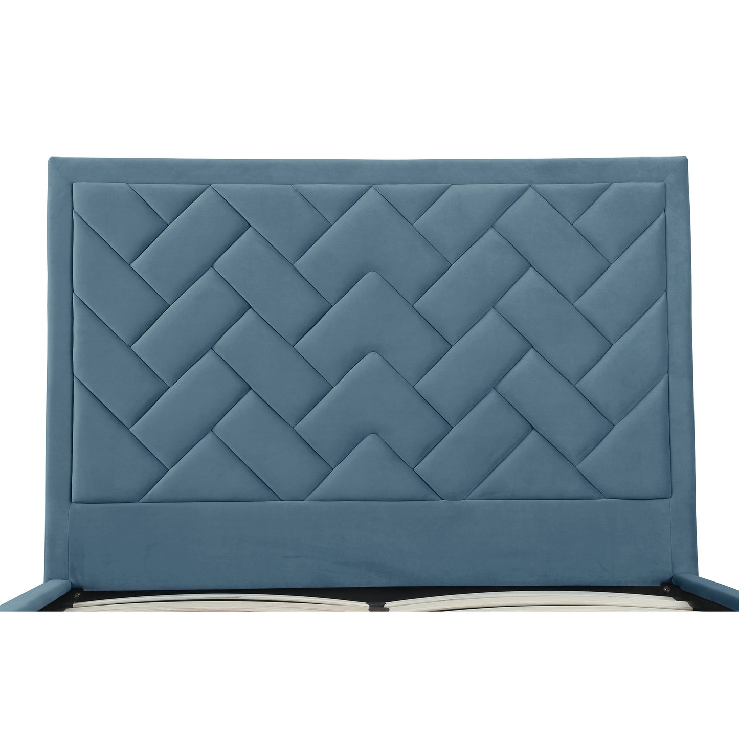 Crosby Modern Upholstered Velvet Queen Bed in Blue BD009-QN-BL