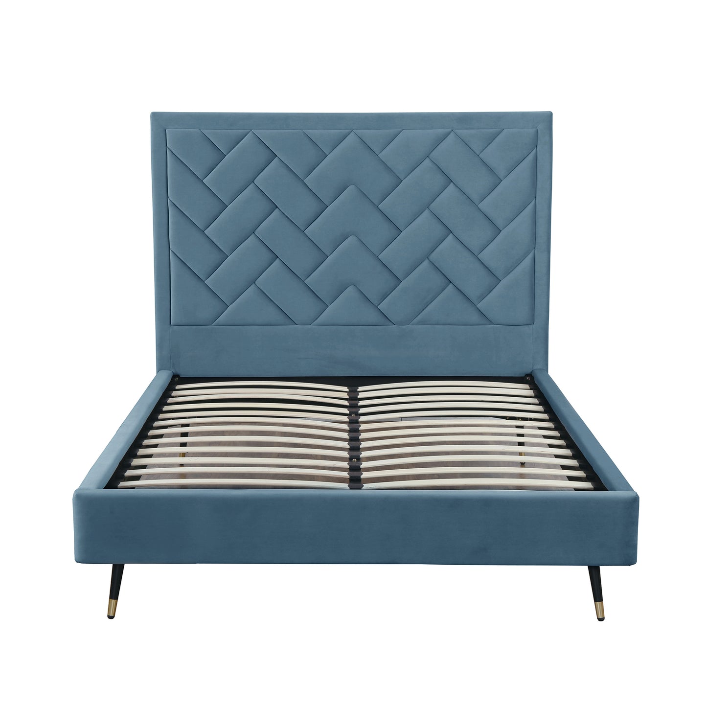Crosby Modern Upholstered Velvet Queen Bed in Blue BD009-QN-BL